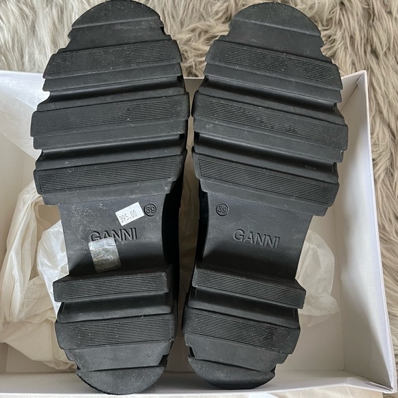 GANNI Off-White Leather Chunky Padded Loafers in Oyster Gray Women’s Size 8.5/39 - Picture 9 of 15